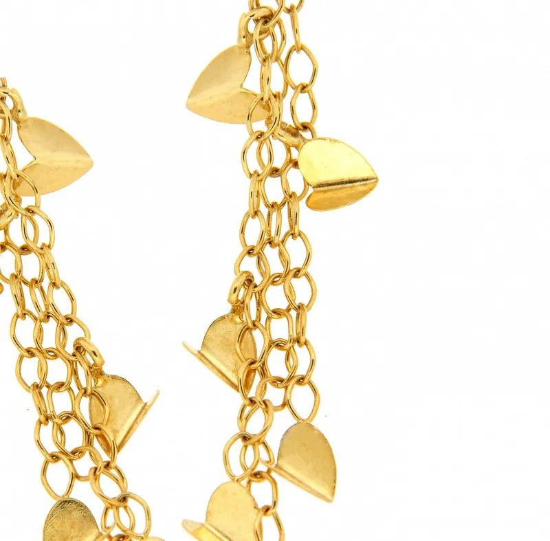 Orecchini pendenti oro giallo 18kt con cuori e catenelle