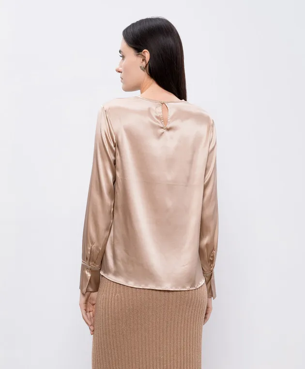 Peserico Blusa in seta beige con catena monil S0657702372