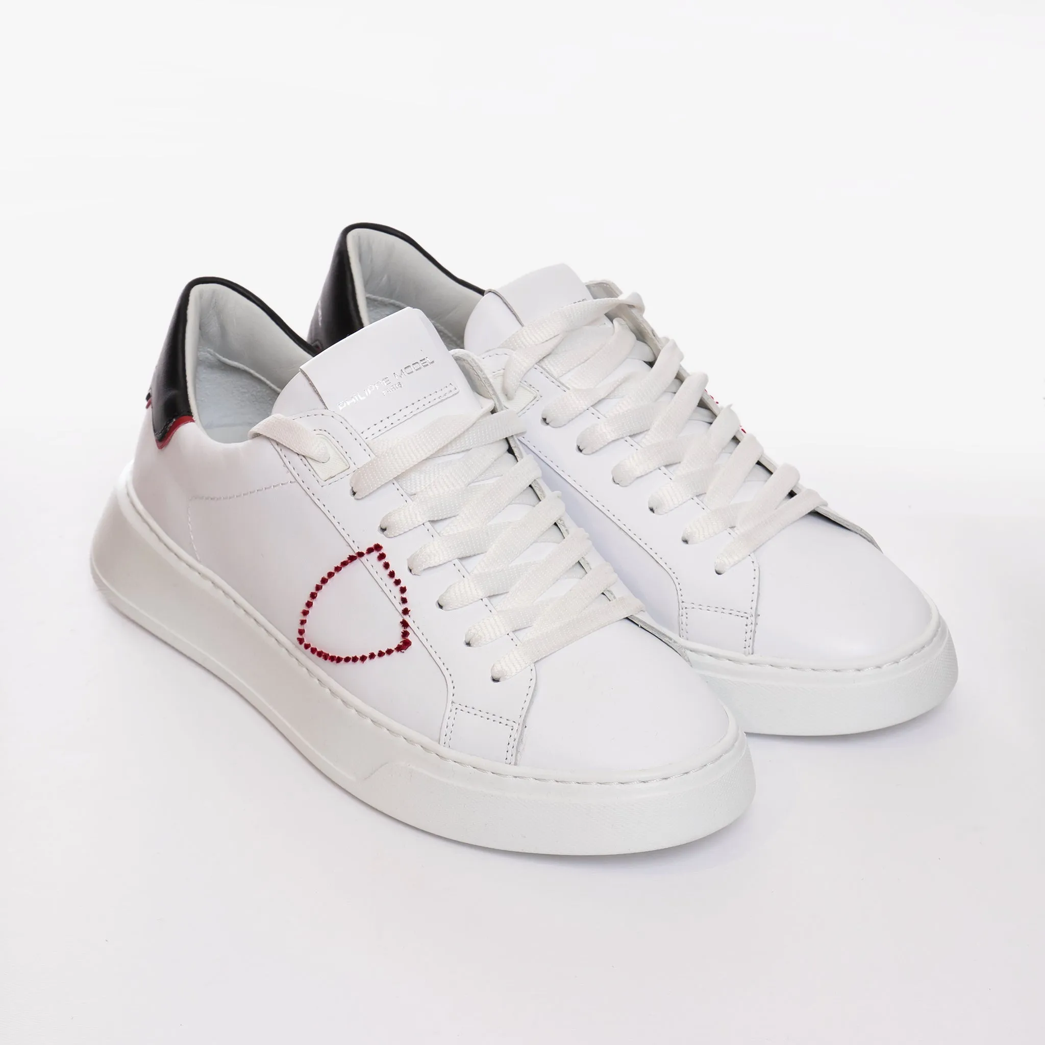 PHILIPPE MODEL SNEAKER TEMPLE BRODERIE POP BLANC ROUGE