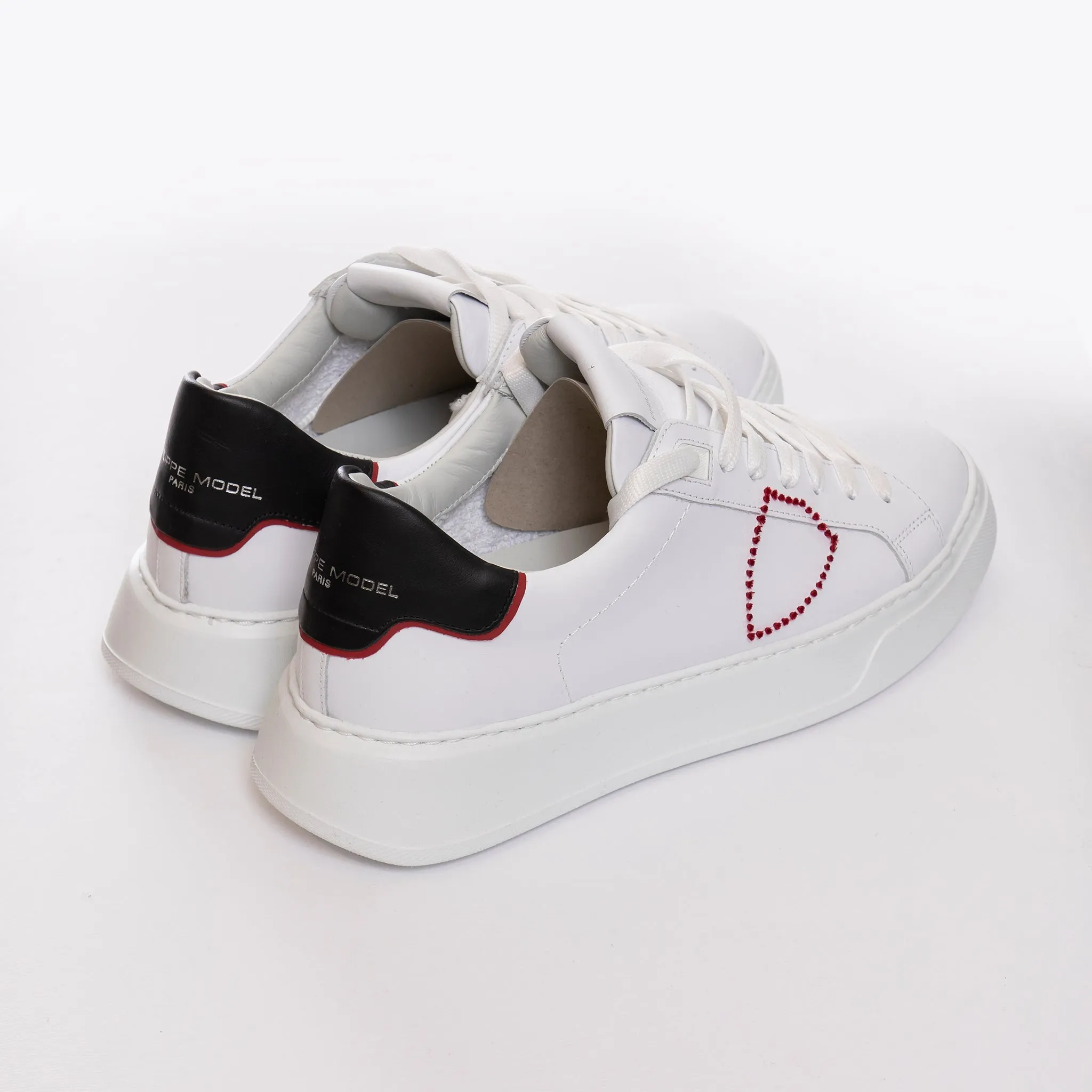 PHILIPPE MODEL SNEAKER TEMPLE BRODERIE POP BLANC ROUGE