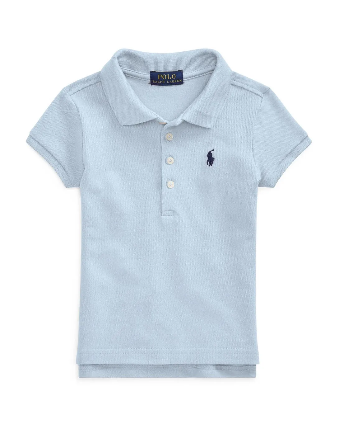 Polo azzurra a maniche corte in cotone stretch con logo pony blu 2-6 anni