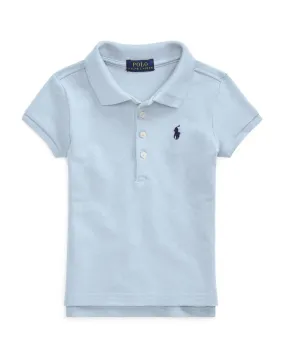 Polo azzurra a maniche corte in cotone stretch con logo pony blu 2-6 anni