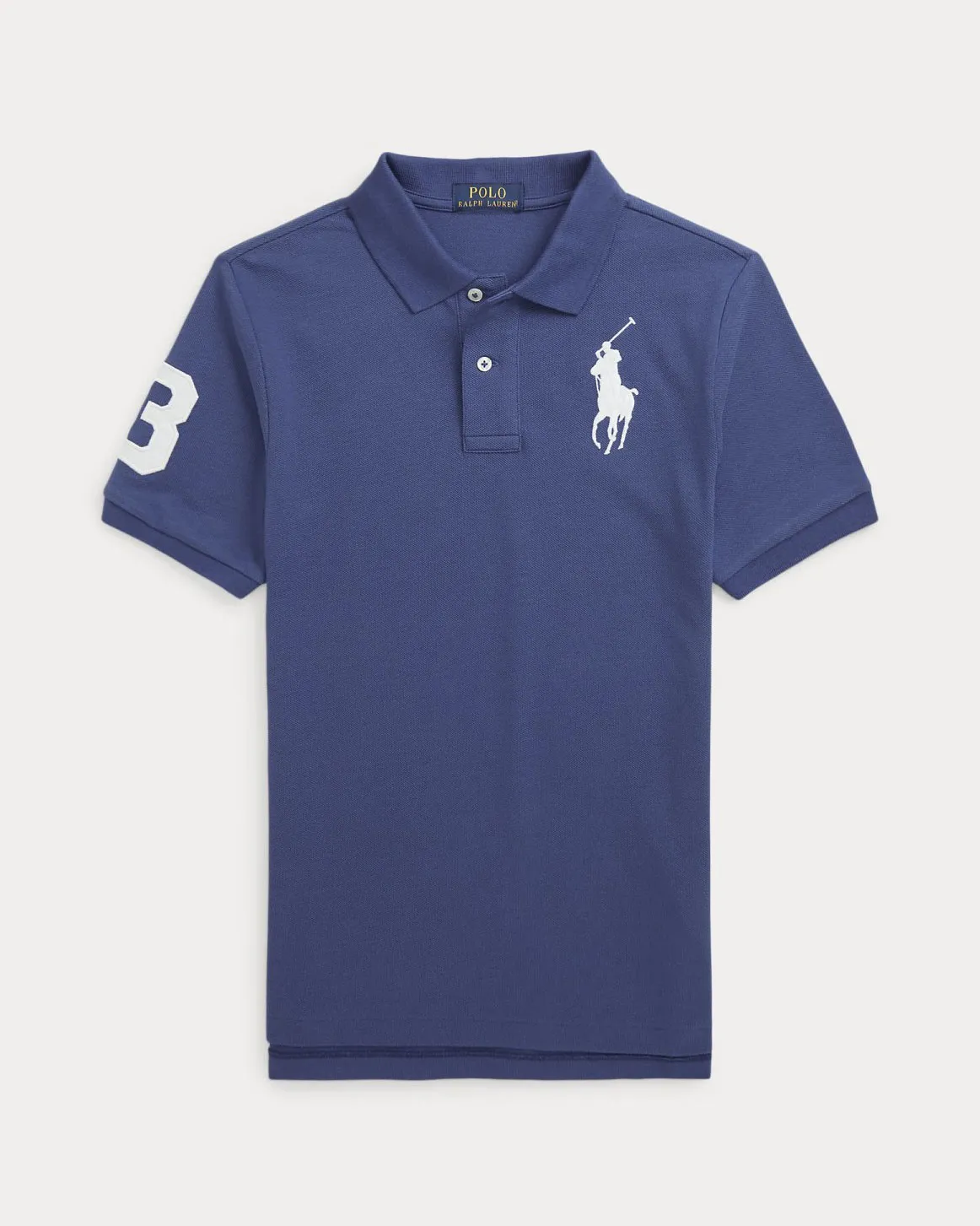 Polo blu indaco in piquet a maniche corte con maxy pony bianco S-XL