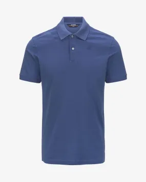 Polo blu indaco mezza manica in micro piquè di cotone stretch