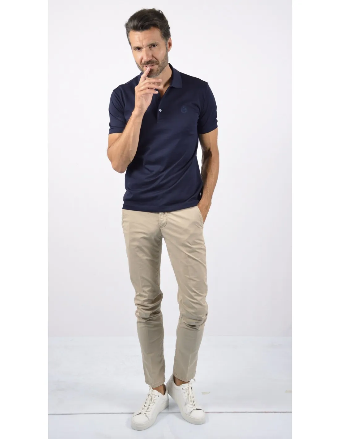 Polo Filo Scozia slim Piquet Cotone Mezza Manica Blu