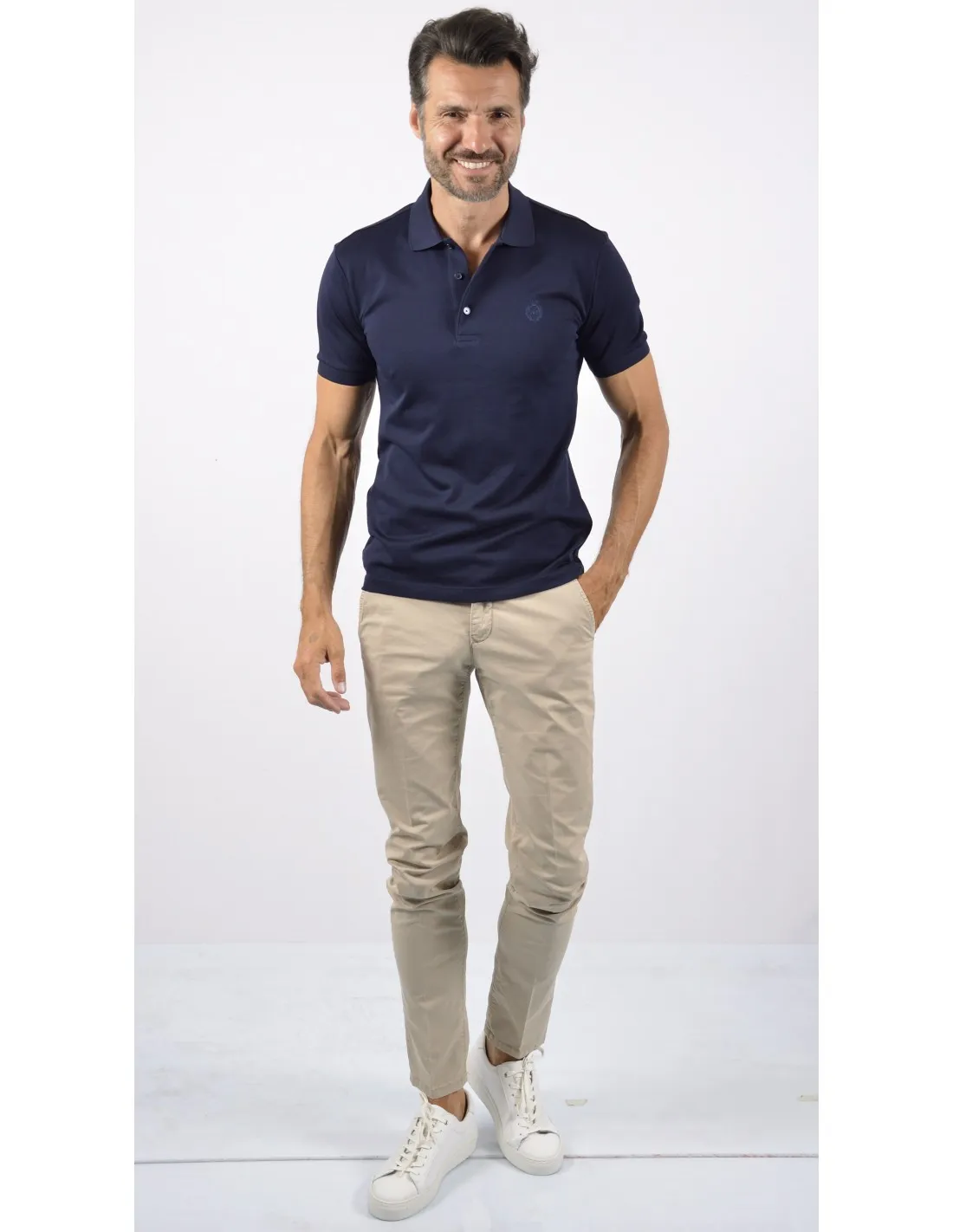 Polo Filo Scozia slim Piquet Cotone Mezza Manica Blu