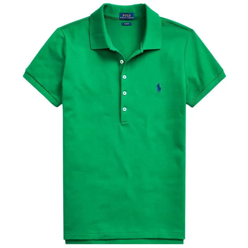 Polo Slim fit stretch verde con pony 