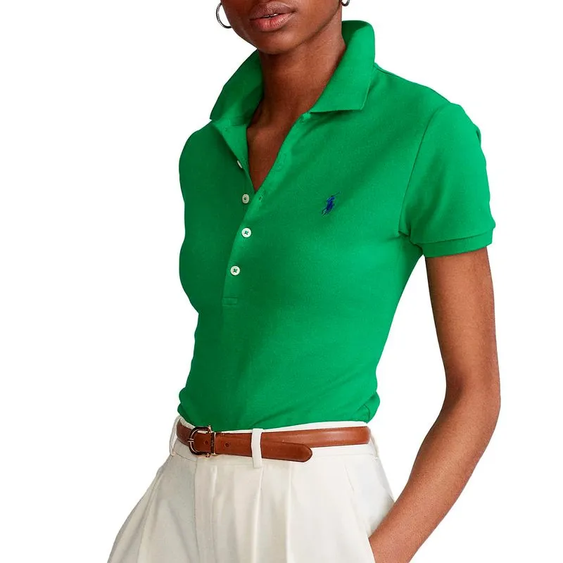 Polo Slim fit stretch verde con pony 