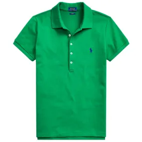 Polo Slim fit stretch verde con pony 