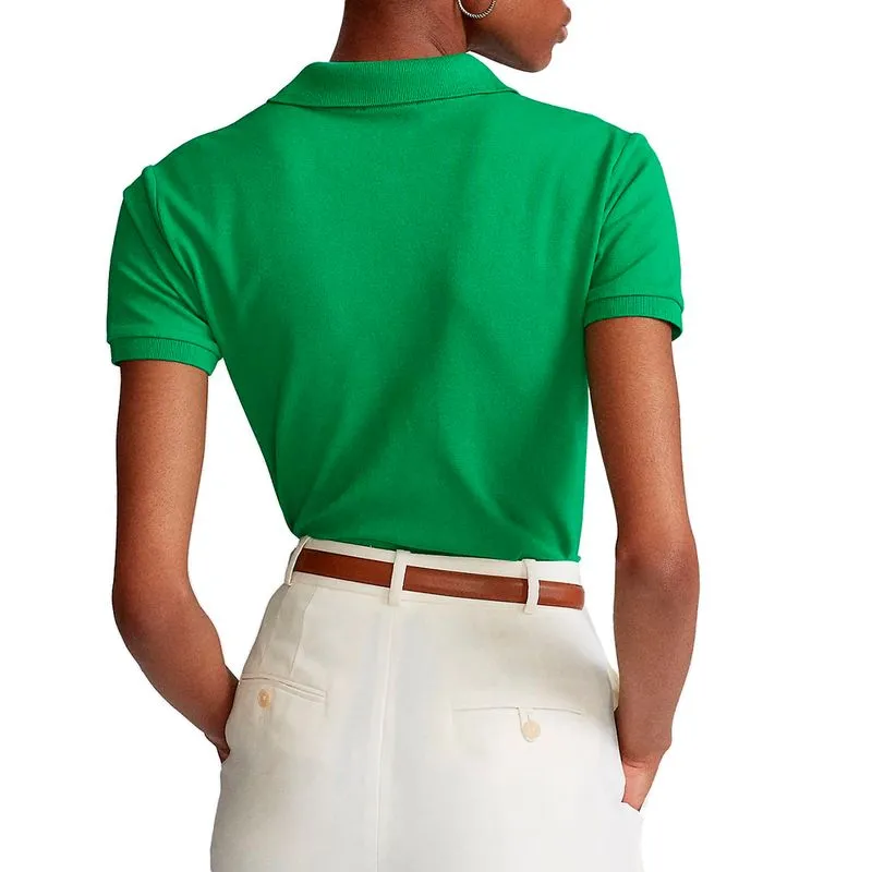 Polo Slim fit stretch verde con pony 