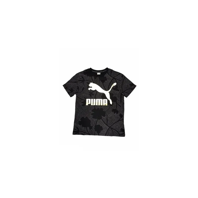 PUMA T-SHIRT  DONNA CLASSIC AOP LOGO TEE COLORE NERO