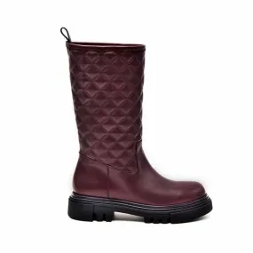 Rago collection stivale biker 3/4 donna pelle bordeaux matalasse