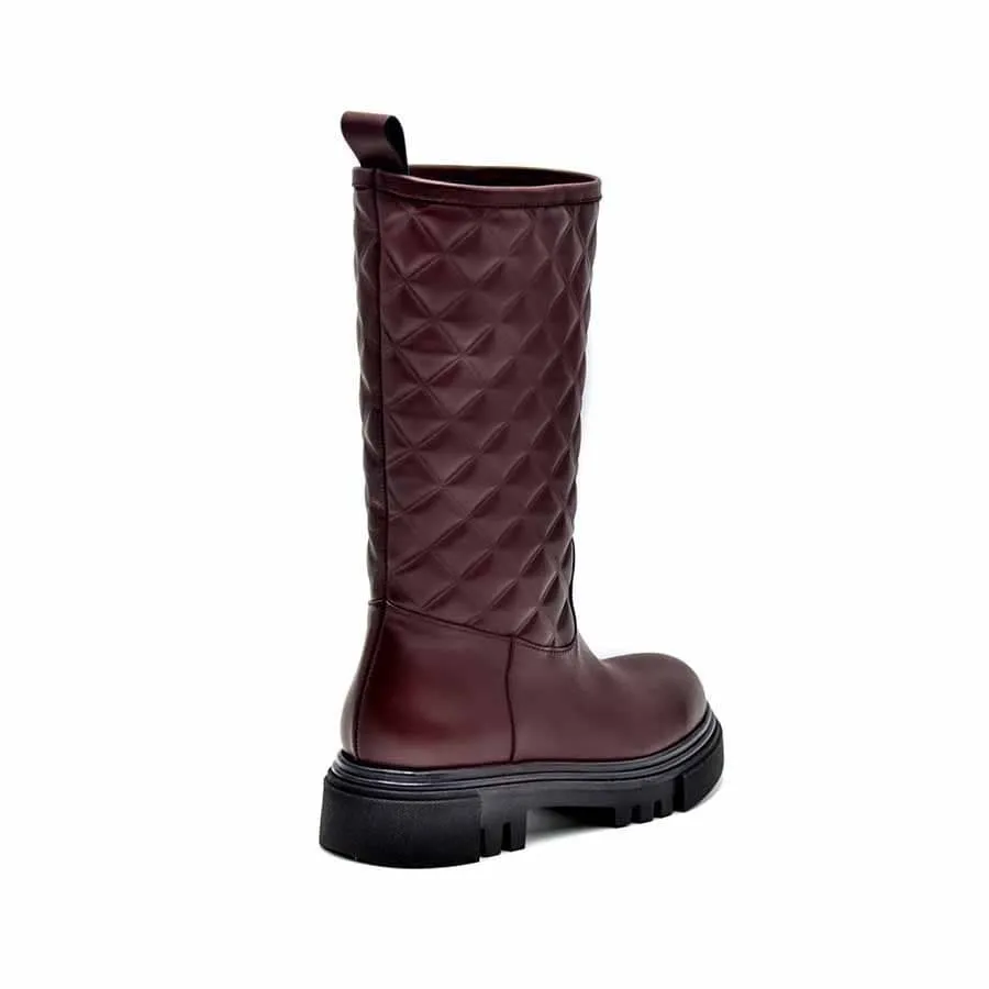 Rago collection stivale biker 3/4 donna pelle bordeaux matalasse