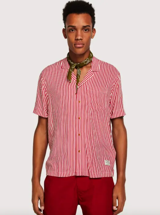 SCOTCH&SODA Camicia in Viscosa Stampa Righe Rosso