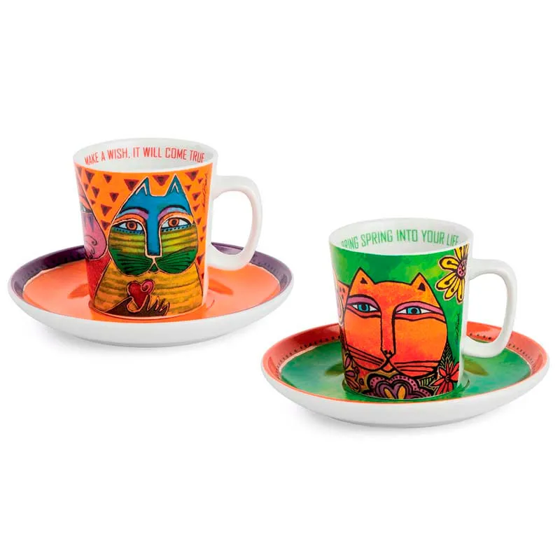 Set di tazzine Caffè Laurel Burch Verde/Arancio 