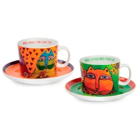 Set di tazzine da cappuccino Laurel Burch Verde/Arancio 