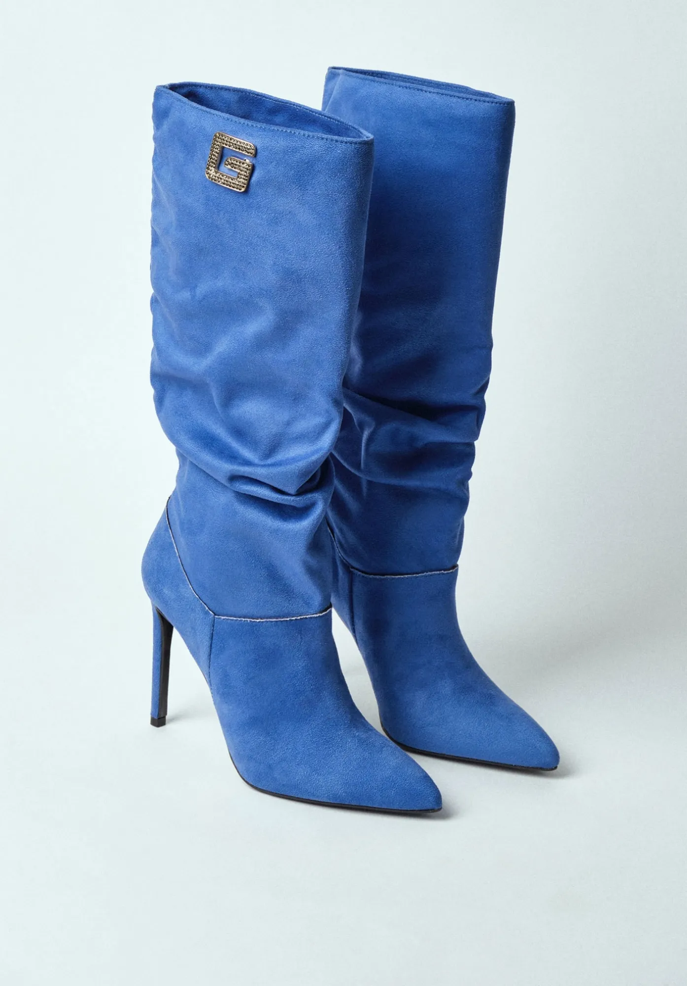 Stivale Con Tacco In Suede Bluette - Gaëlle Paris