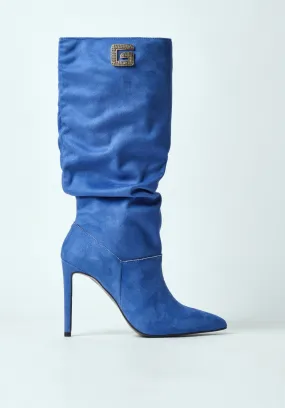 Stivale Con Tacco In Suede Bluette - Gaëlle Paris