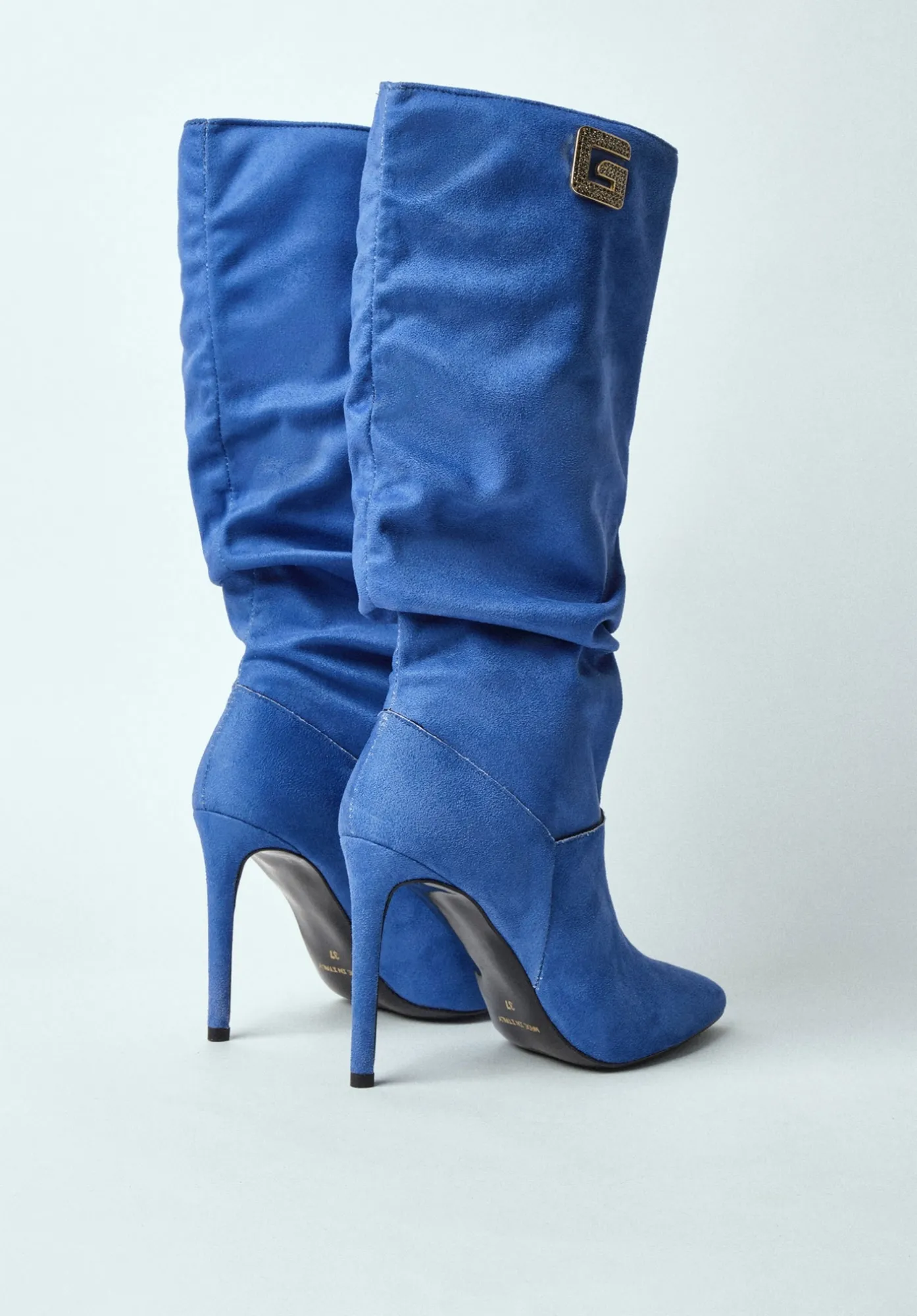 Stivale Con Tacco In Suede Bluette - Gaëlle Paris