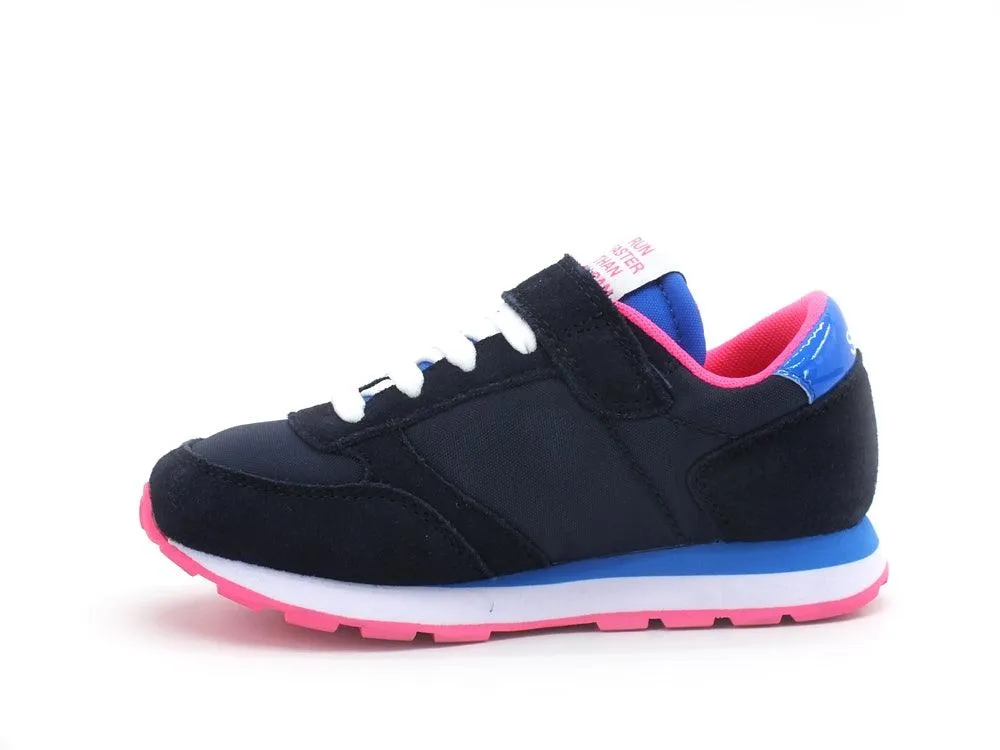 SUN68 Girl's Ally Nylon Solid Sneaker Running Fluo Bambina Navy Blue Z31401