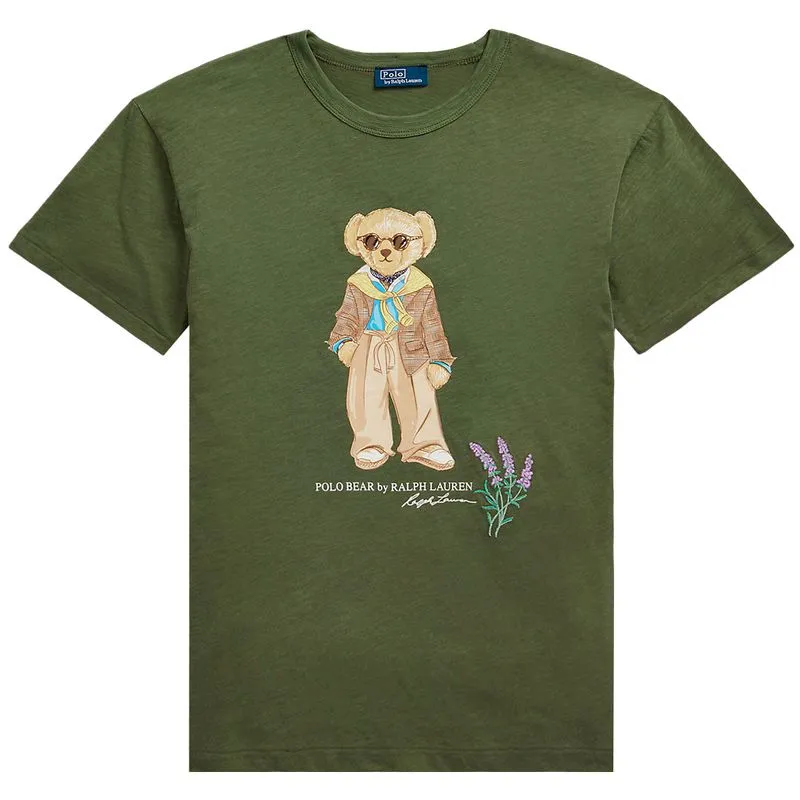 T-Shirt Polo Bear in jersey verde 