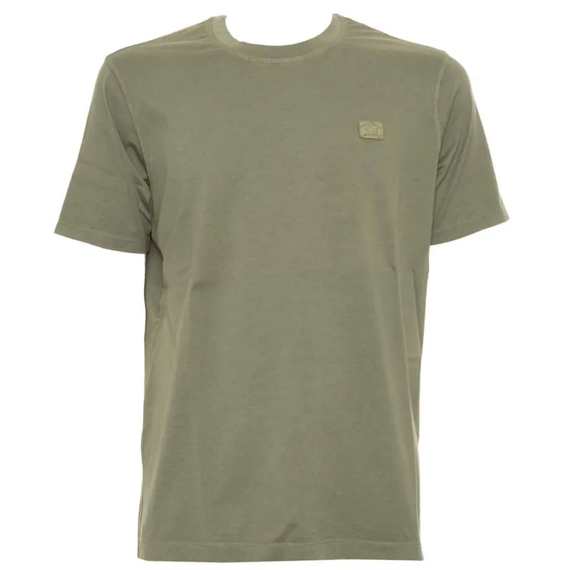 T-Shirt verde in cotone organico con patch 