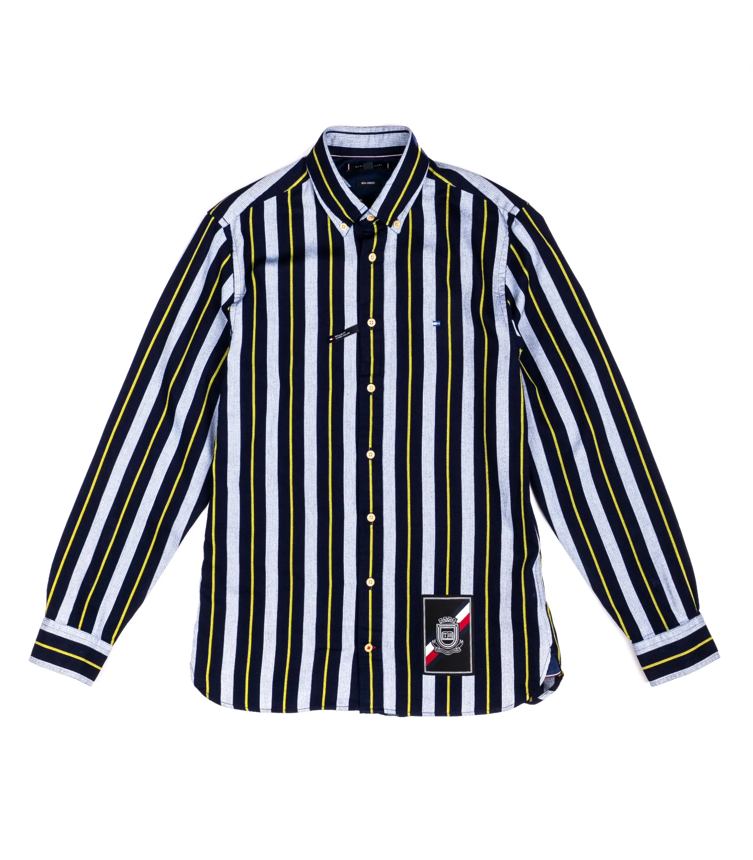 Tommy Hilfiger Camicia Righe Rugby Strip Blu Celeste Giallo