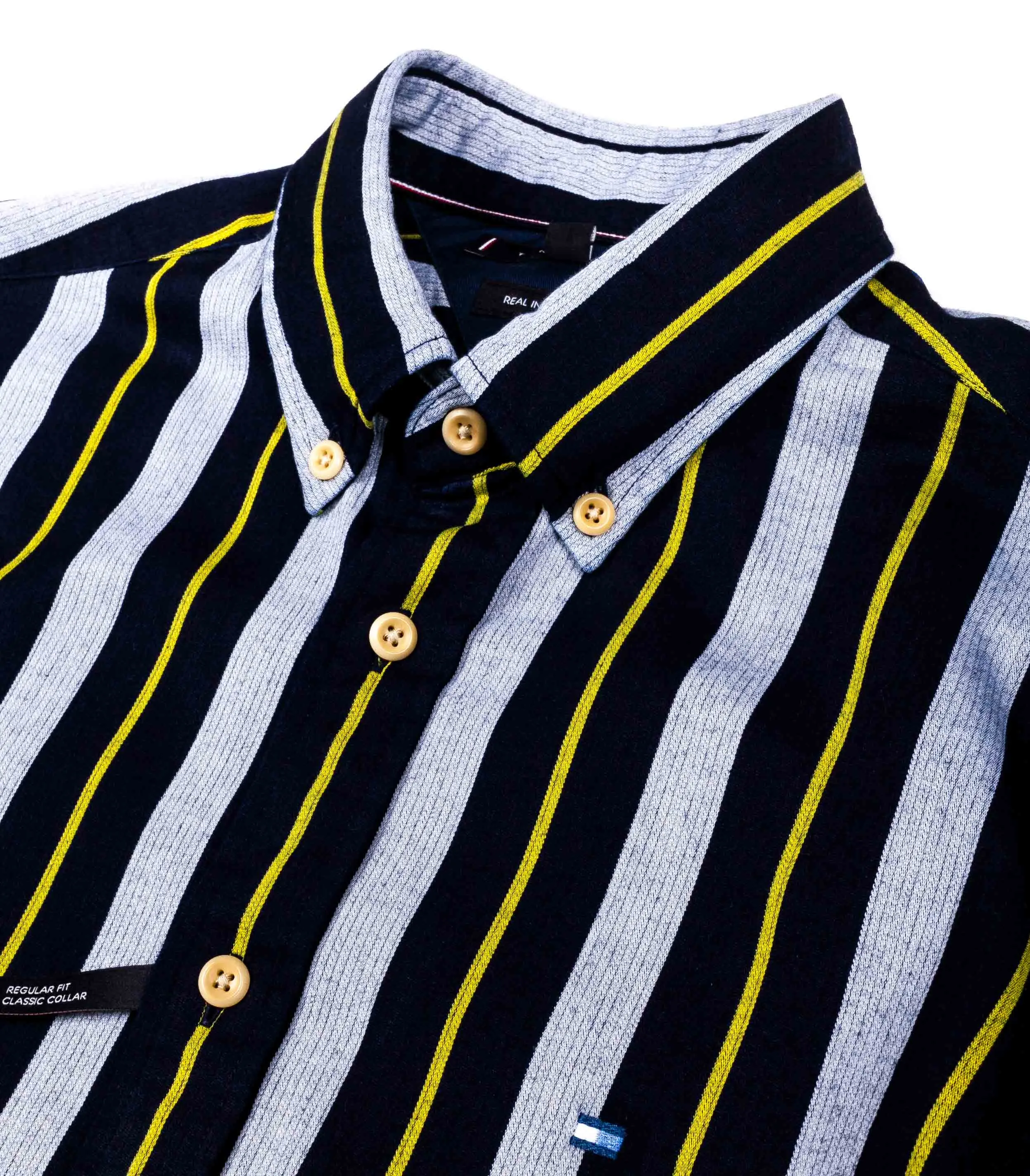 Tommy Hilfiger Camicia Righe Rugby Strip Blu Celeste Giallo