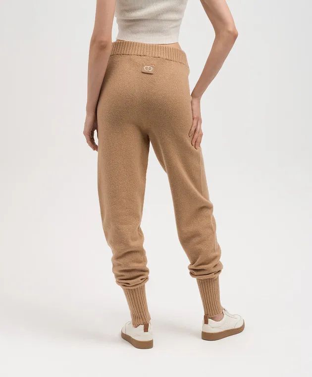 Twinset Joggers marroni in lana e cashmere con lurex 232TT3201