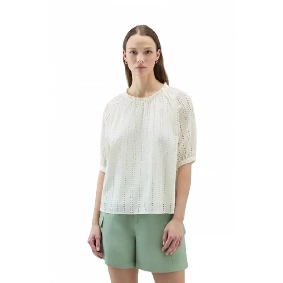 --Woolrich Blusa In Puro Cotone Ricamato-